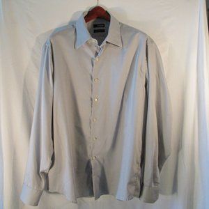 Claiborne Gray Men's Modern Fit Long Sleeve Dress Shirt 17 1/2 36\37 X-L…